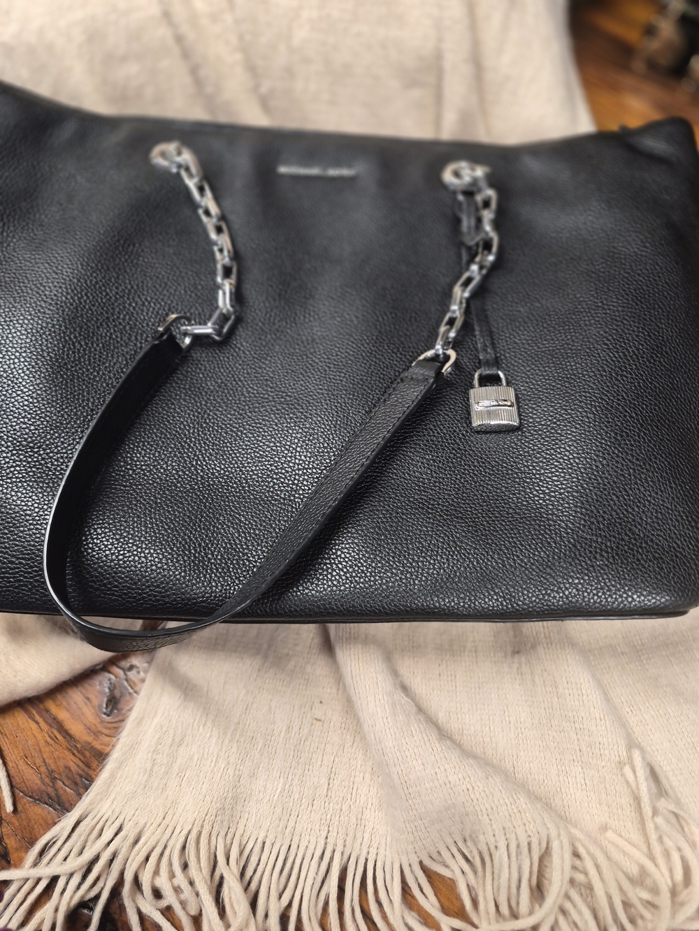 Michael Kors Black Pebbled Leather Shoulder Tote